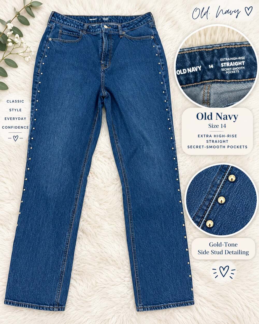 Size 14 Old Navy Stud barrel Jeans